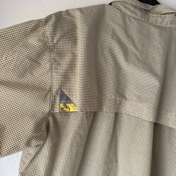 Split Men's Size XL Yellow Purple Plaid Outdoor Vented‎ Short Sleeve Button Up - Picture 6 of 10